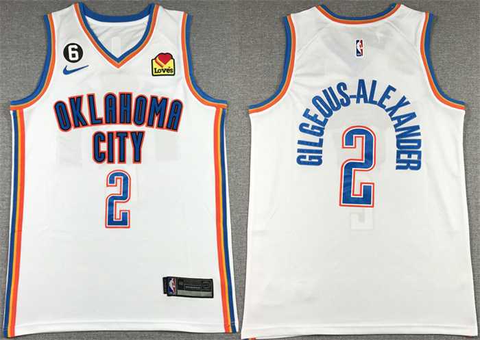 Men's Oklahoma City Thunder #2 Shai Gilgeous-Alexander White With NO.6 Patch Stitched Jersey,We sell and wholesale Men's Oklahoma City Thunder #2 Shai Gilgeous-Alexander White With NO.6 Patch Stitched Jersey on line form chian!